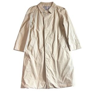 Aquascutum of London Mens XL Beige Trench Coat Made in England Club Check Lining